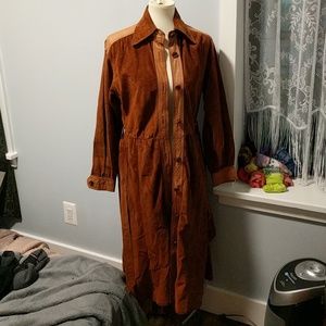 Vintage leather and suede trenchcoat